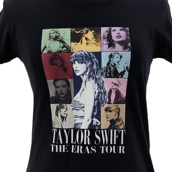 Taylor Swift The Eras Tour Black Graphic T-Shirt Top Womens Small - Picture 2 of 5